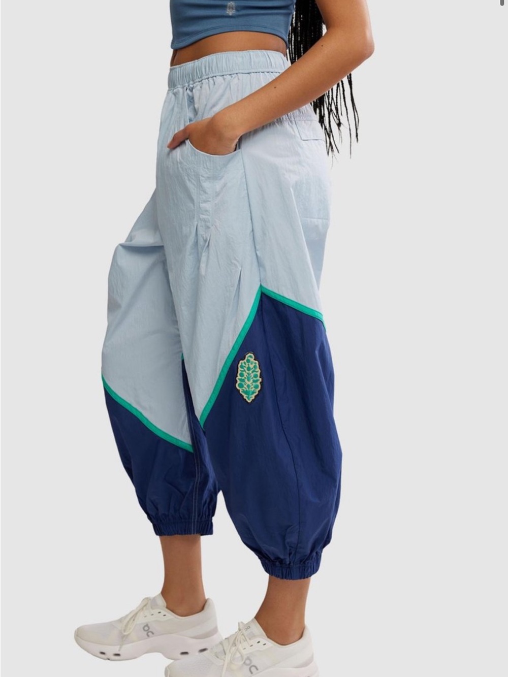 FP Movement by Free People Light Blue & Navy Colorblock Joggers with Teal Trim